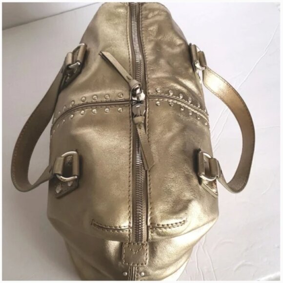 MICHAEL Micheal Kors Metallic Champagne Gold Leather Studded Satchel - Picture 6 of 12